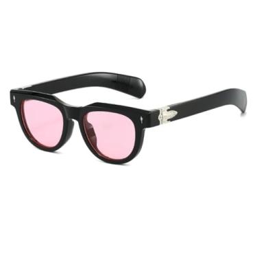 Imagem de VFDHN Óculos de Sol Vintage Femininos Ovais Pequenos, Estilo Masculino, com Lentes Espelhadas Pretas, Retrô (TYJ376-3)