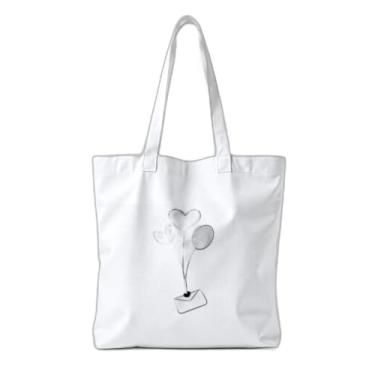 Imagem de Kit 10 Sacola Ecologica s Charmosas e Reutilizáveis 38x41,5cm Estampa Balão de Coração