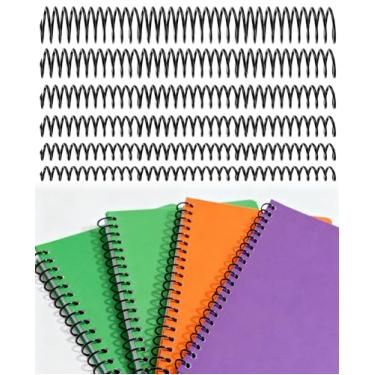 Imagem de Pacote com 180 bobinas de encadernação em espiral de plástico, kit de encadernação espiral de passo 4: 1, kit de bobinas de encadernação pretas de vários tamanhos para encadernação pentes espinhas 1/4