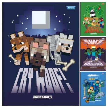 Imagem de Kit C/ 4 Caderno Minecraft FORONI Universitário BROCHURA - 48 Folhas