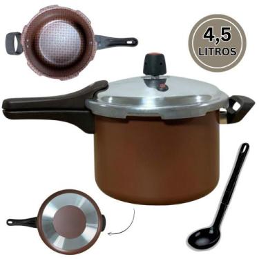 Imagem de Panela De Pressão Antiaderente Alumínio Fechamento Externo 4,5 Litros 