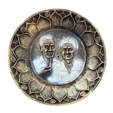 Imagem de Incensário Prato de Orixás 12cm em Resina Casal Preto Velho