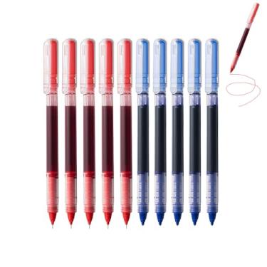 Imagem de GZBABY Canetas esferográficas rolantes, 10 peças, caneta esferográfica de ponta fina, caneta de gel para escrever anotações, diário, 0,5 mm (azul, vermelha)