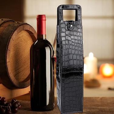 Imagem de Generic Sacola de Vinho Puro Porta Cerveja Portátil Saco de Presente de Vinho Forte e Durável para Viajantes (crocodilo preto)