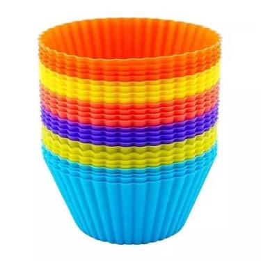 Imagem de Forminhas de Silicone Redondas Multicoloridas para Brigadeiro, Cupcakes e Bolinhos, Resistente a Temperatura -40°C a 230°C, 6.5x4.5x3.5cm