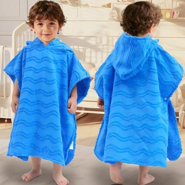 Imagem de Toalhas de banho infantis com capuz, grandes (2 a 4 anos, 56 x 56 cm) feitas de 100% algodão macio, toalha poncho com capuz absorvente para bebês meninos, perfeita para piscina | natação | banho |