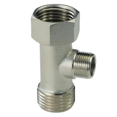 Imagem de Adaptador T de 1/5.1 cm x 1/5.6 cm x 9/40.6 cm ou 3/20.3 cm, adaptador de 3 vias/conector de três vias, para aquecedores de água sob a pia, máquinas de gelo de geladeira, tubos de água de lava-louças
