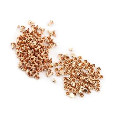 Imagem de Generic Tampa Dupla Rebite Tubular Metal Couro Artesanato Reparos Pinos para Bolsas Sapatos Chapéus 100 Peças 3/8 Polegadas (Ouro)