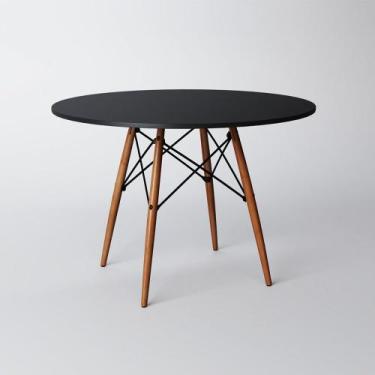 Imagem de Mesa de Jantar Redonda Eames Eiffel Wood Tampo 80cm Preto - Universal 
