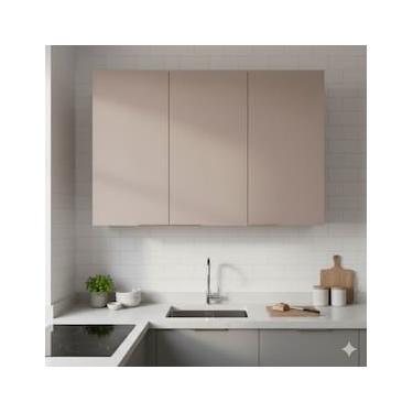 Imagem de Armário Aéreo Bartira Cristal 3 Portas 3 Prateleiras MDP - 120cm de largura