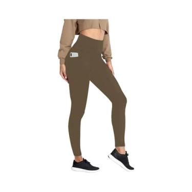 Imagem de Leggings Esportivas Femininas De Cintura Alta Super Macias Com Bolsos 