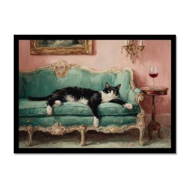Imagem de Gato preto com estampa de arte Martini fofo gato peculiar coquetel bar carrinho decoração moderna casa cozinha arte de parede pintura em tela pôster estética (SKU11,12x18 polegadas = (30 x 45 cm