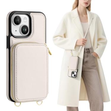 Imagem de SkyEagle Capa carteira compatível com iPhone 13 para mulheres 【bloqueio de RFID】 Capa transversal de couro PU com zíper bolsa de mão, alça de pulso, suporte para cartão de crédito, para Apple 13 de