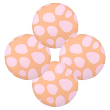 Imagem de Wassud Jogo americano conjunto de 4 tapetes redondos com pontos de blush para cozinha e jantar, tapetes laváveis e resistentes ao calor, decoração de mesa 39 cm