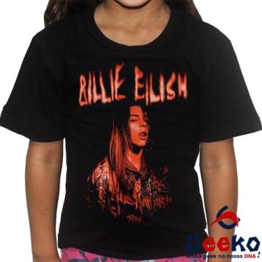 Imagem de Camiseta Infantil Billie Eilish 100% Algodão Pop Indie Geeko, Preto, 1