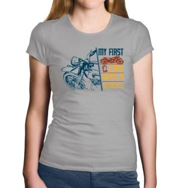 Imagem de Baby Look Algodão My First Car Was A Motorcycle - Foca na Moda, Cinza,