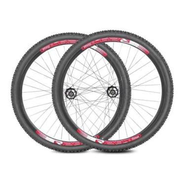 Imagem de Par de Roda Aro 29 Rimaxx Aero Cubo de Rosca Pneus e Camaras Preto Ver