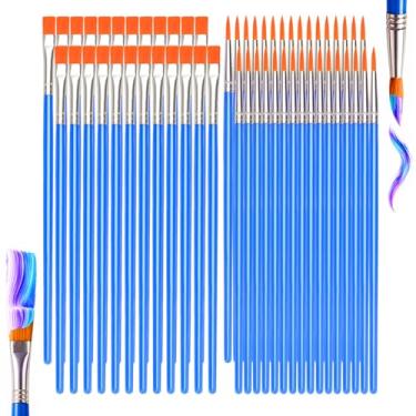 Imagem de Pincéis de tinta a granel, 160 peças de pincéis redondos de ponta plana para pintura acrílica, conjunto de pincéis para pintura, óleo, aquarela, terno perfeito para pintura artística, arte de unhas de