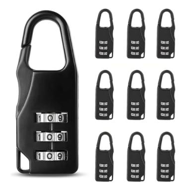 Imagem de Cadeado Para Mala com Código de 3 Dígitos, Segurança Para Mala de Viagem, Mochila e Bolsa, Preto, 10 Unidades