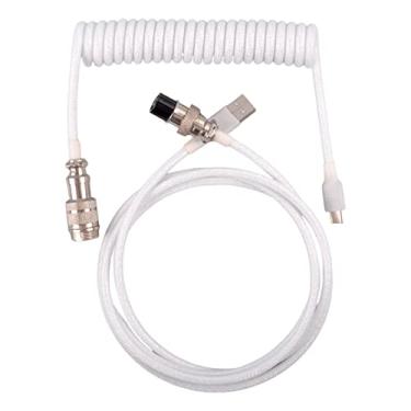 Imagem de ZGUZMCMK Cabo USB para Carregamento, Cabo Divisor USB com Conector Metálico para Teclado Mecânico, Branco