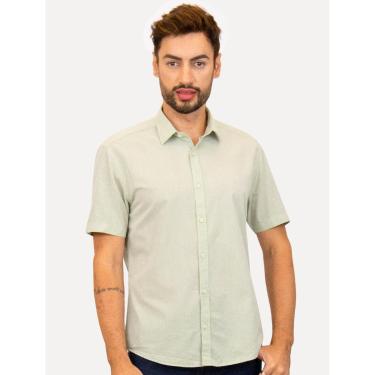Imagem de Camisa Aramis Masculina Manga Curta Slim Algodão Willis Verde Mescla-Masculino