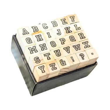 Imagem de Conjunto De Carimbos De Madeira Retro Com 30 Letras A-Z Em Inglês, Sér