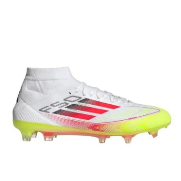 Imagem de adidas Tênis feminino F50 Pro Firm Ground Mid Top Soccer Cleats, Branco/preto/amarelo solar, 38