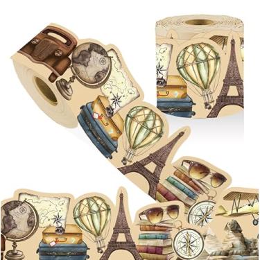 Imagem de Whaline Quadro de avisos vintage de 20 metros para viagem, mapa-múndi com tema de aventura, acabamento de borda cortada para sala de aula, casa, escritório, quadro-negro, decoração de parede