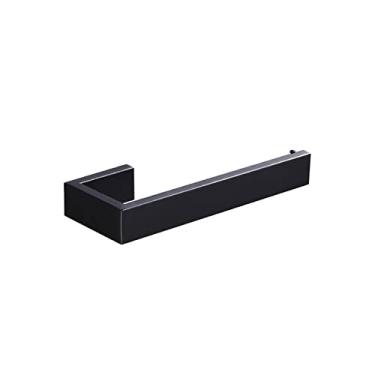 Imagem de HHHJQFAAT Toalheiro preto de aço inoxidável perfurado livre gancho para toalha banheiro barra única toalheiro