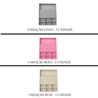 Imagem de Porta Joias em Veludo Bandeja Organizadora com 18 Divisórias Modular Cinza ou Rosa (cinza)