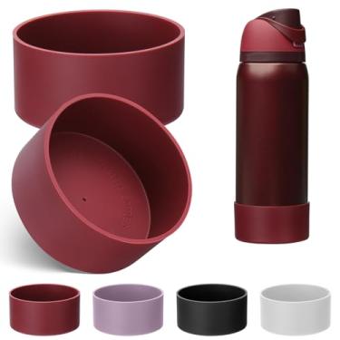 Imagem de Mity rain 2 peças de bota de silicone para garrafa de água Owala 680 g 947 ml, capa protetora antiderrapante para acessórios de garrafas de água de aço inoxidável FreeSip (cereja preta, 946 ml)