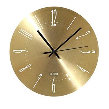 Imagem de U5GAAALPPQ9 Relógios de parede esqueleto simples moderno arte de ferro ouro mudo relógio de quartzo de metal mudo com números para decoração de quarto de sala de estar em casa 30 cm