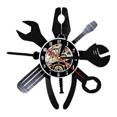 Imagem de Baoblaze Relógio de parede decorativo com luzes LED, 30 cm, estilo antigo, silencioso, ideal para escritório, restaurante, casa de campo e quarto.