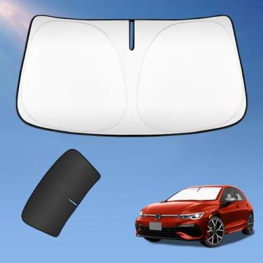 Imagem de Guarda-sol para para-sol para Volkswagen Golf 2015-2021, protetor solar de 2 camadas para VW Golf GTI 240T revestimento prateado viseira de sol blocos de sombra de janela dobráveis raios UV acessórios