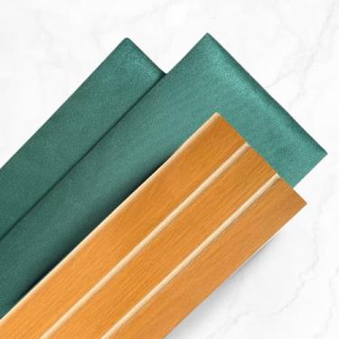 Imagem de Kit Cabeceira Estofada com Ripado em MDF 45x20, Painel Modular para Cama Solteiro Casal Queen e King, Kit Completo(7,Verde Escuro)