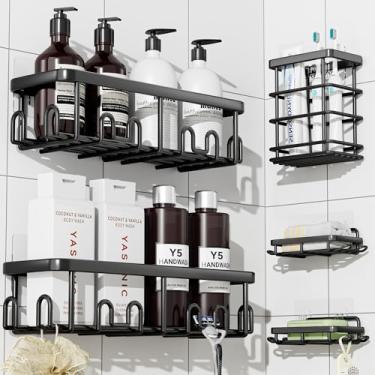 Imagem de YASONIC Organizador de chuveiro pacote com 5 prateleiras de banheiro para prateleiras internas de chuveiro, suporte de escova de dentes e ganchos para saboneteira, decoração de casa, sem perfuração
