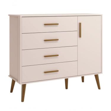 Imagem de Cômoda Sapateira Retrô Isis Rosa Fosco - Moveisaqui