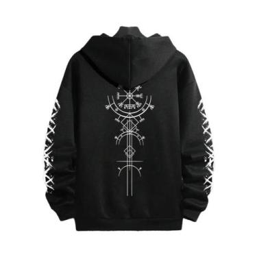 Imagem de Moletom Masculino Preto Casual Com Capuz Para Outono/Inverno, Estilo E