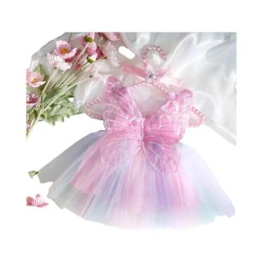 Imagem de Vestido De Malha Com Asas De Borboleta Para Meninas Recém-nascidas, Fa