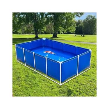 Imagem de Piscina de aquário de PVC com válvula de drenagem, tanque de retenção temporário de 3 x 2 x 0,5 m para carpas, tartarugas e peixes de água salgada, lagoa de armazenamento de água durável de 0,6 mm