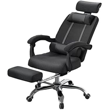 Imagem de Cadeira de mesa ergonômica com função reclinável, apoio para os pés e rodas - Cadeira de escritório multifuncional confortável para uso em escritório doméstico