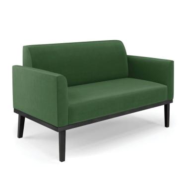 Imagem de Poltrona Namoradeira Decorativa Pés Fixo Em Madeira Preto Suede Verde