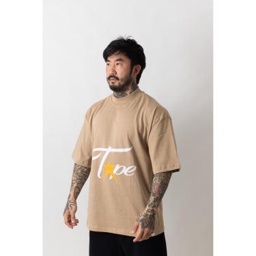 Imagem de Camiseta Oversized Gola Alta Superstarr Bege-Unissex