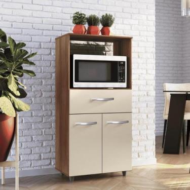 Imagem de Balcão Multiuso Micro-ondas 2 Portas 1 Gaveta - Mais de Casa, Savana O