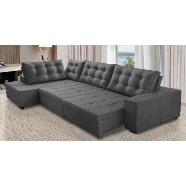 Imagem de Sofá Canto Retrátil Reclinável Molas 3,00x2,00 Esq Berlim Suede Mirra 