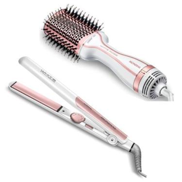 Imagem de Kit Mondial White Rose 2 em 1 com Escova ES50 e Prancha Chapinha P50 B