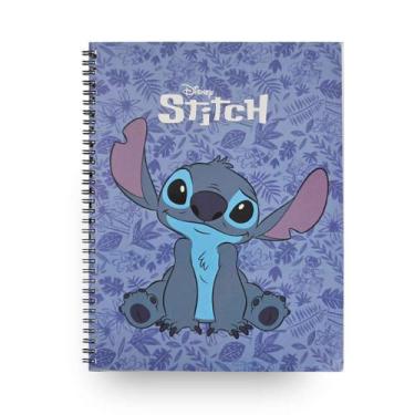 Imagem de Caderno Universitário 10 Matérias Stitch Azul Floral 160 Fls - DISNEY