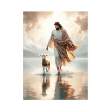 Imagem de Pôster De Arte De Parede Com Retrato De Jesus Cristo, Eu Caminhará Com