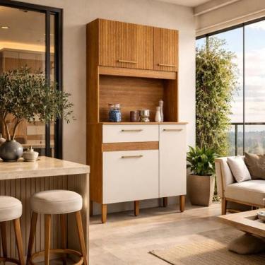 Imagem de Armário De Cozinha Pequeno 90cm Estreito Para Apartamento MDP Compacto