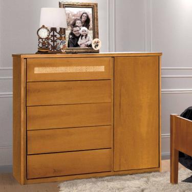 Imagem de Cômoda 5 Gavetas Unique Com Sapateira Ratam  Móveis Amendoa